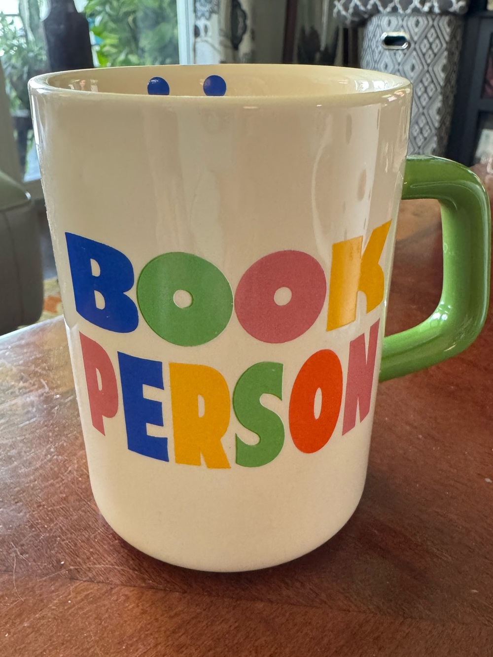 Ban.do Book Person Ceramic Mug with Green Handle, book lovers gift